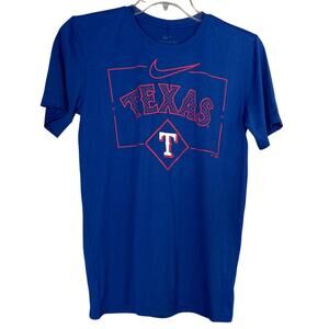 Nike Texas Rangers Men's Size Small Royal Blue Red Logo T Shirt New with Tags